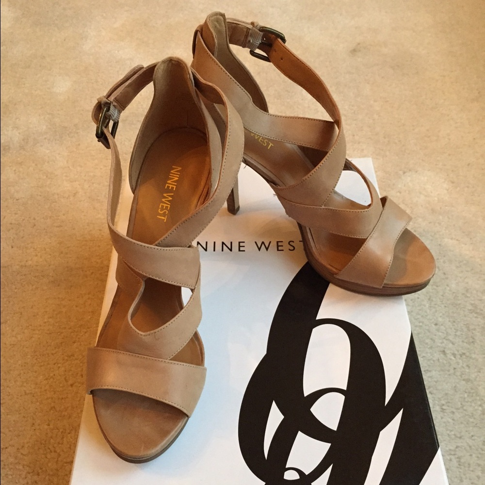 Nine West Tan Strappy High Heel Sandals